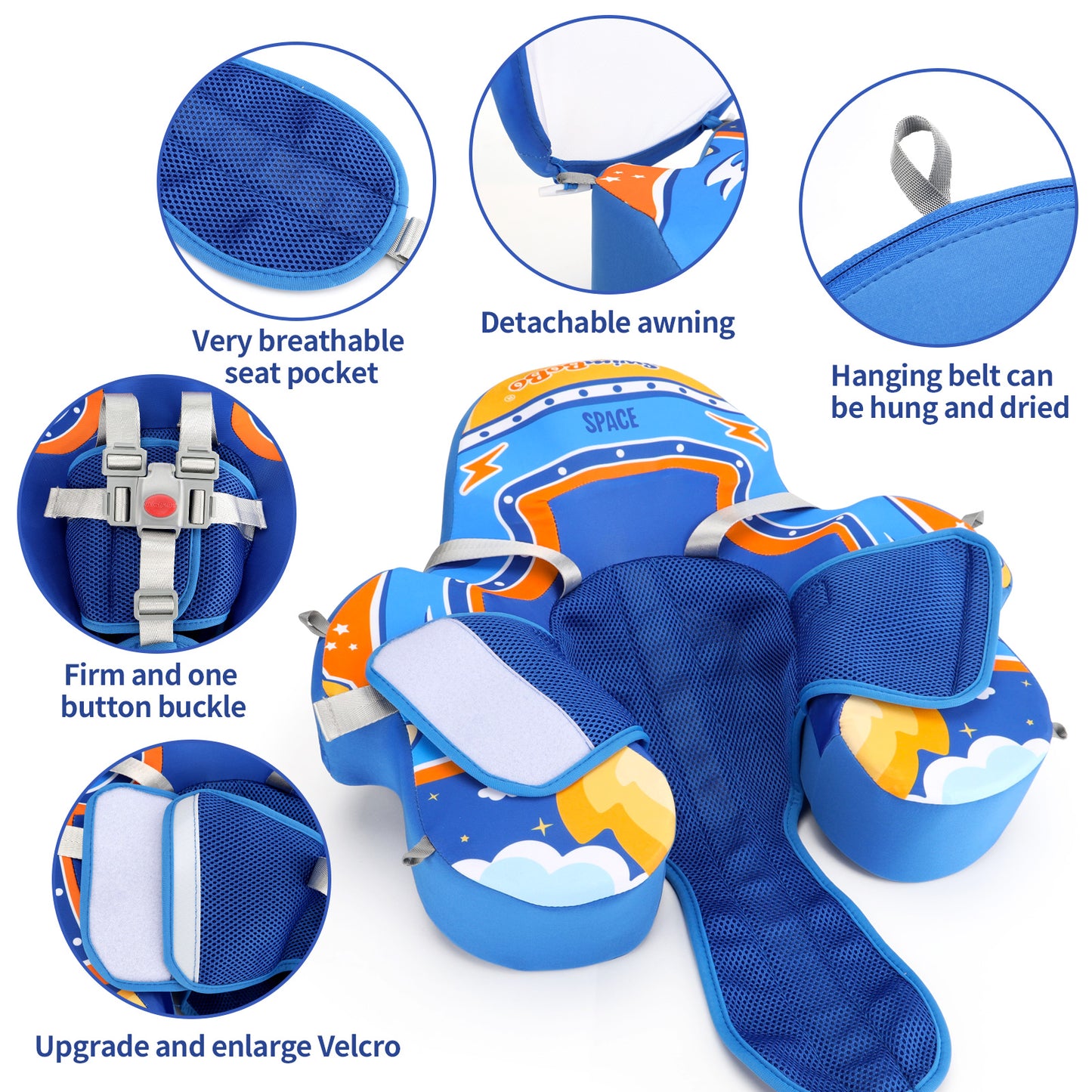Swimbobo Non-Inflatable Baby Float with Canopy (4-48 Months)