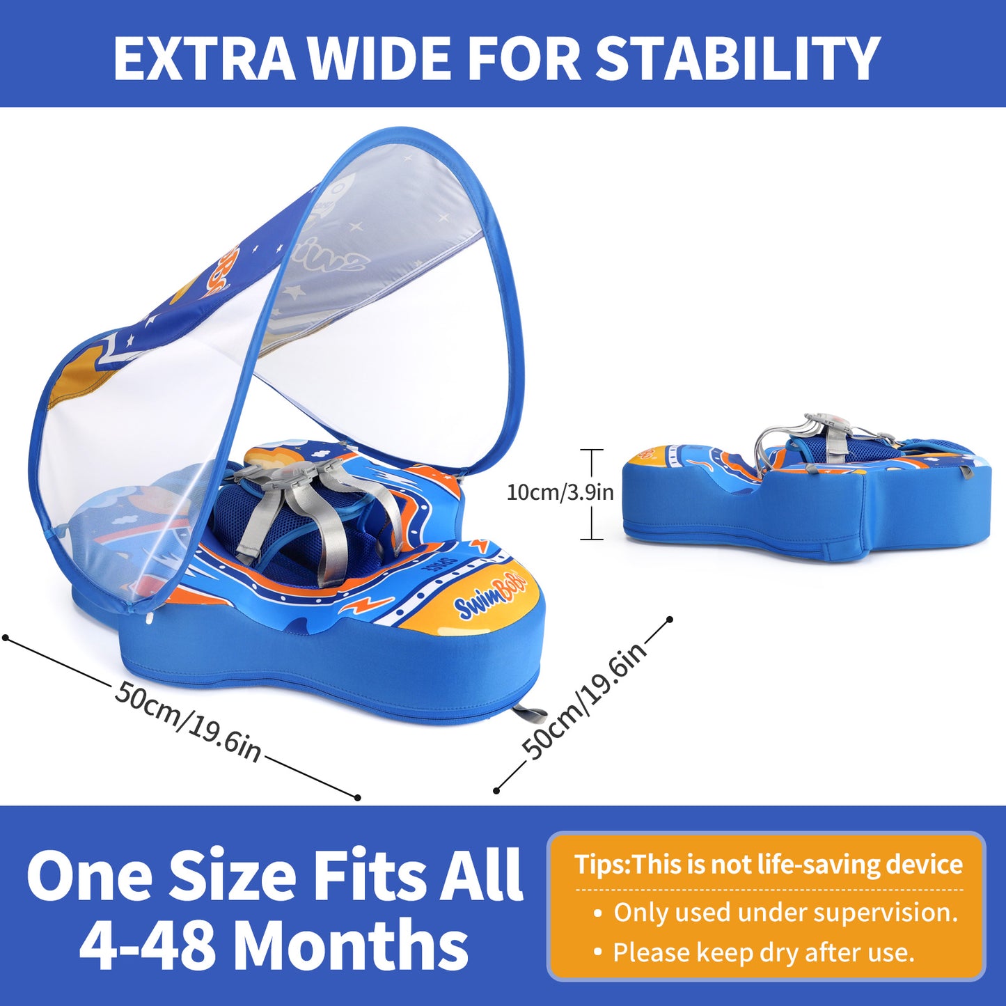 Swimbobo Non-Inflatable Baby Float with Canopy (4-48 Months)