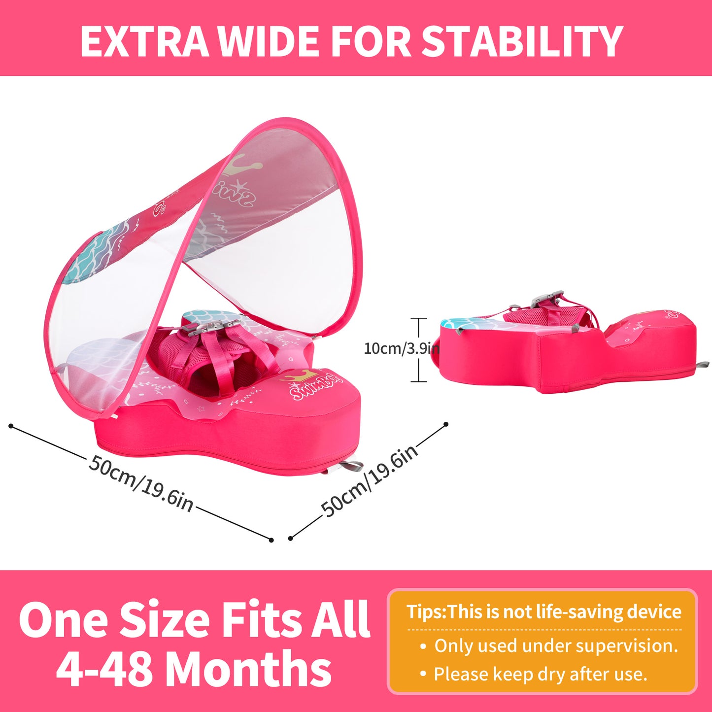 Swimbobo Non-Inflatable Baby Float with Canopy (4-48 Months)