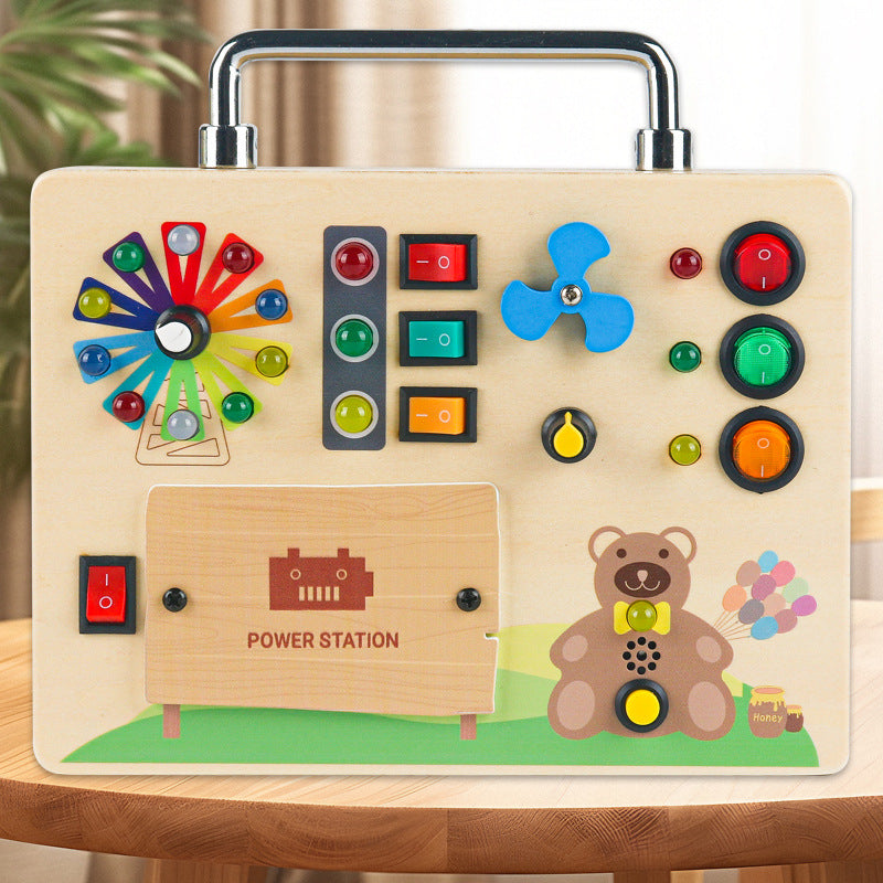 Montessori Busy Board with Lights and Switches for Toddlers