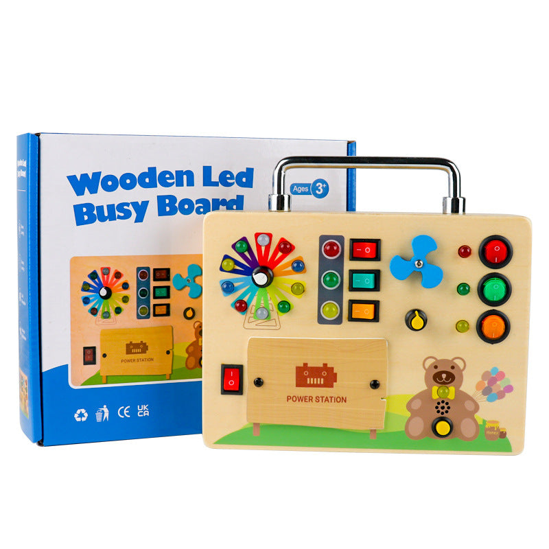 Montessori Busy Board with Lights and Switches for Toddlers