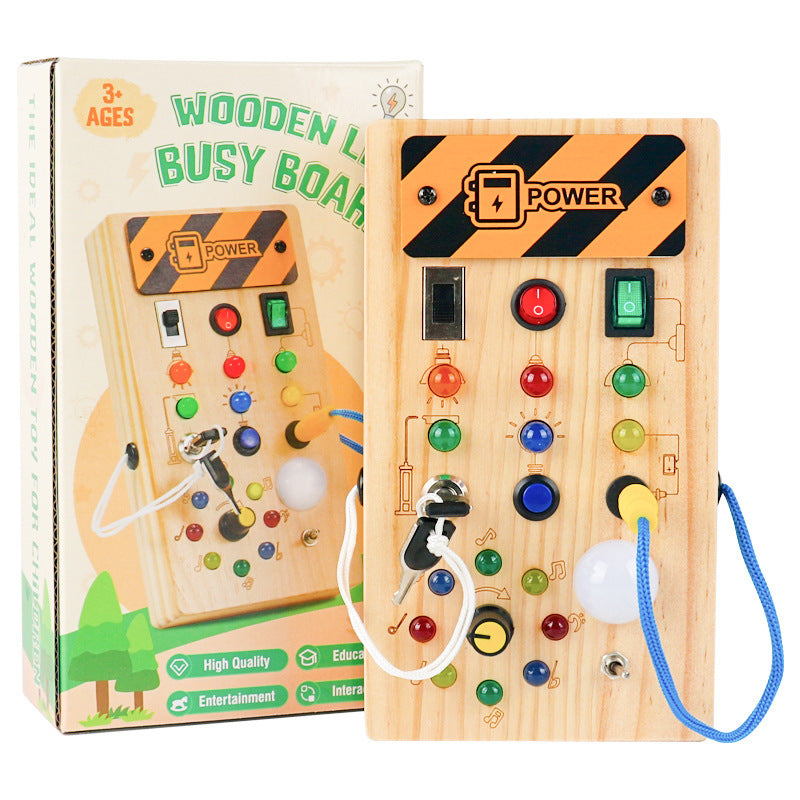 Montessori Busy Board with Lights and Switches for Toddlers